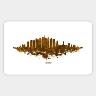 Philadelphia City Skyline - Watercolor Orange, Brown Sticker